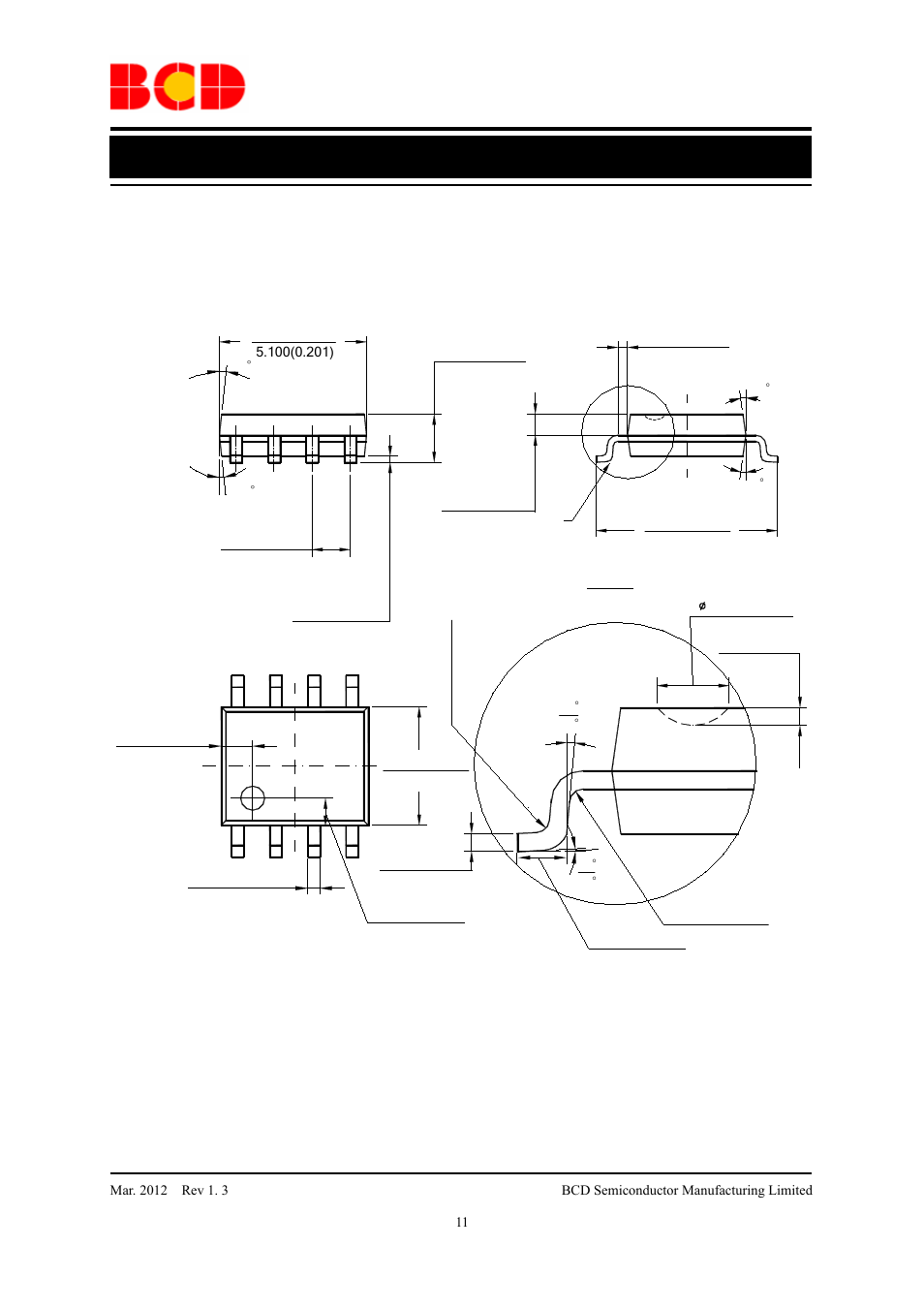 Preliminary datasheet, Mechanical dimensions soic-8 unit: mm(inch) | Diodes AP2113 User Manual | Page 11 / 13
