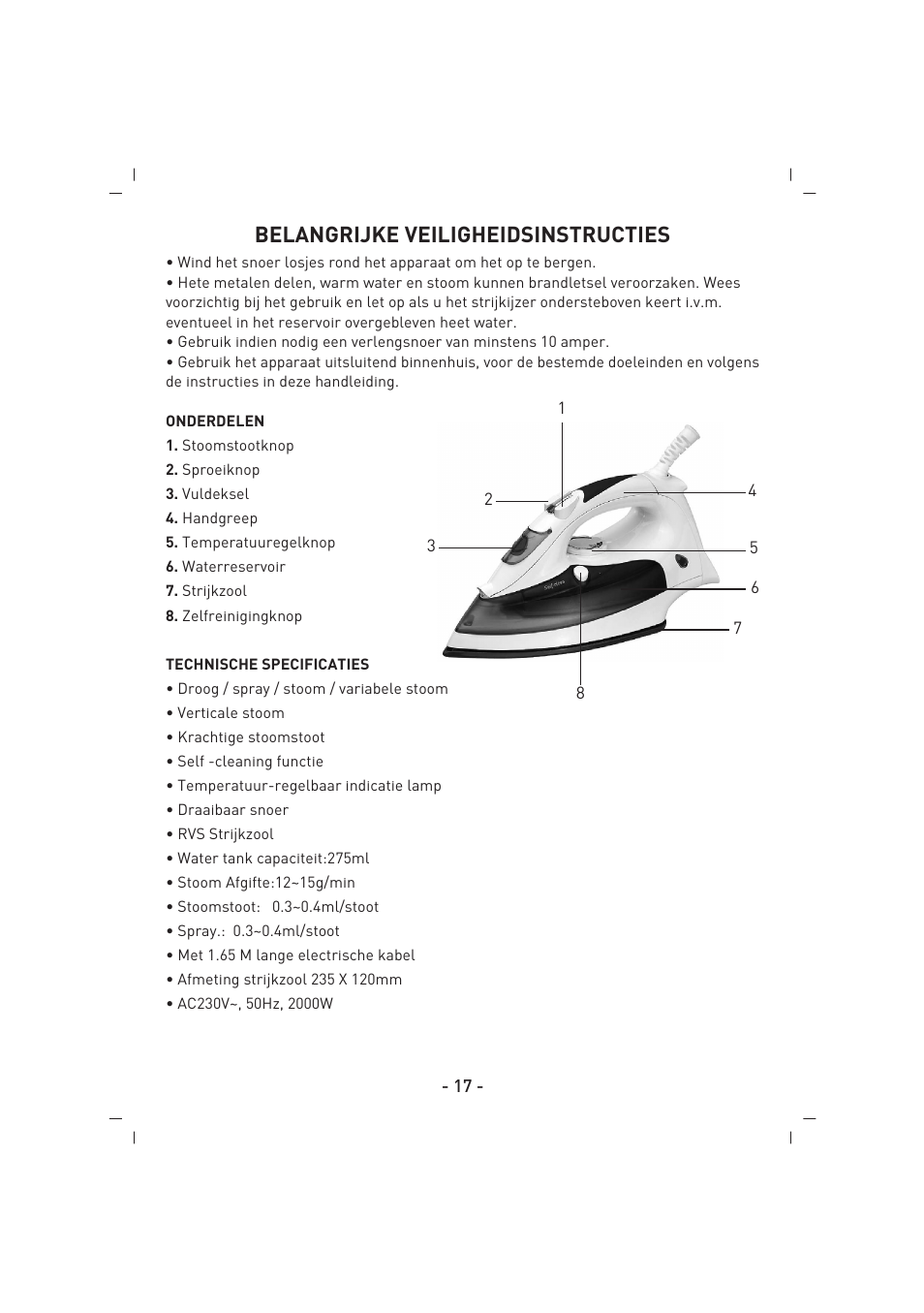 Belangrijke veiligheidsinstructies | SINBO SSI 2853 User Manual | Page 18 / 44