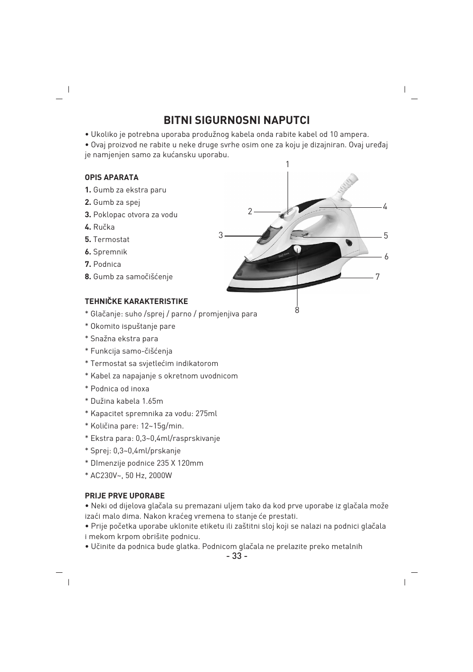 Bitni sigurnosni naputci | SINBO SSI 2853 User Manual | Page 34 / 44