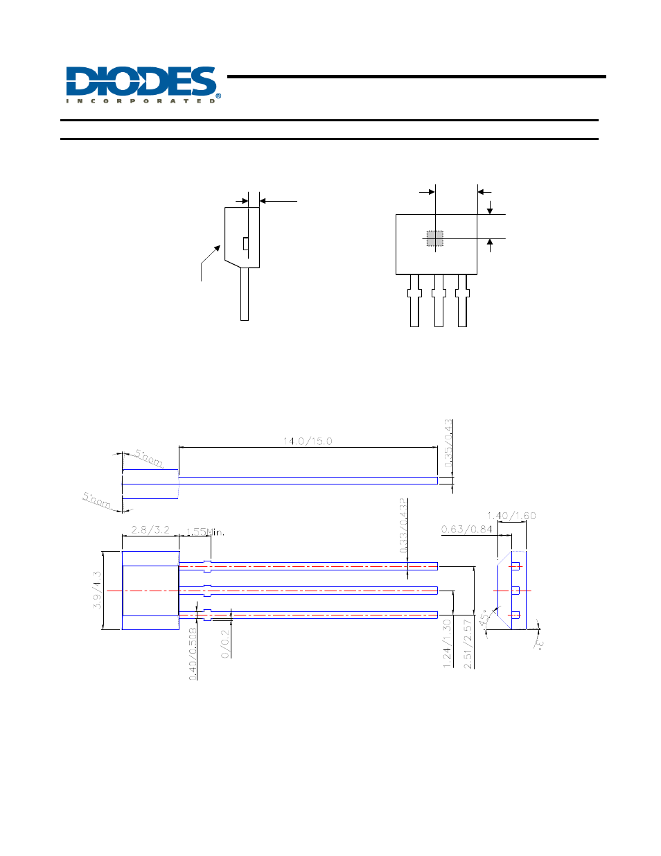 Ah175, Hall effect latch for high temperature, Package outline dimensions | Active area depth sensor location | Diodes AH175 User Manual | Page 7 / 9