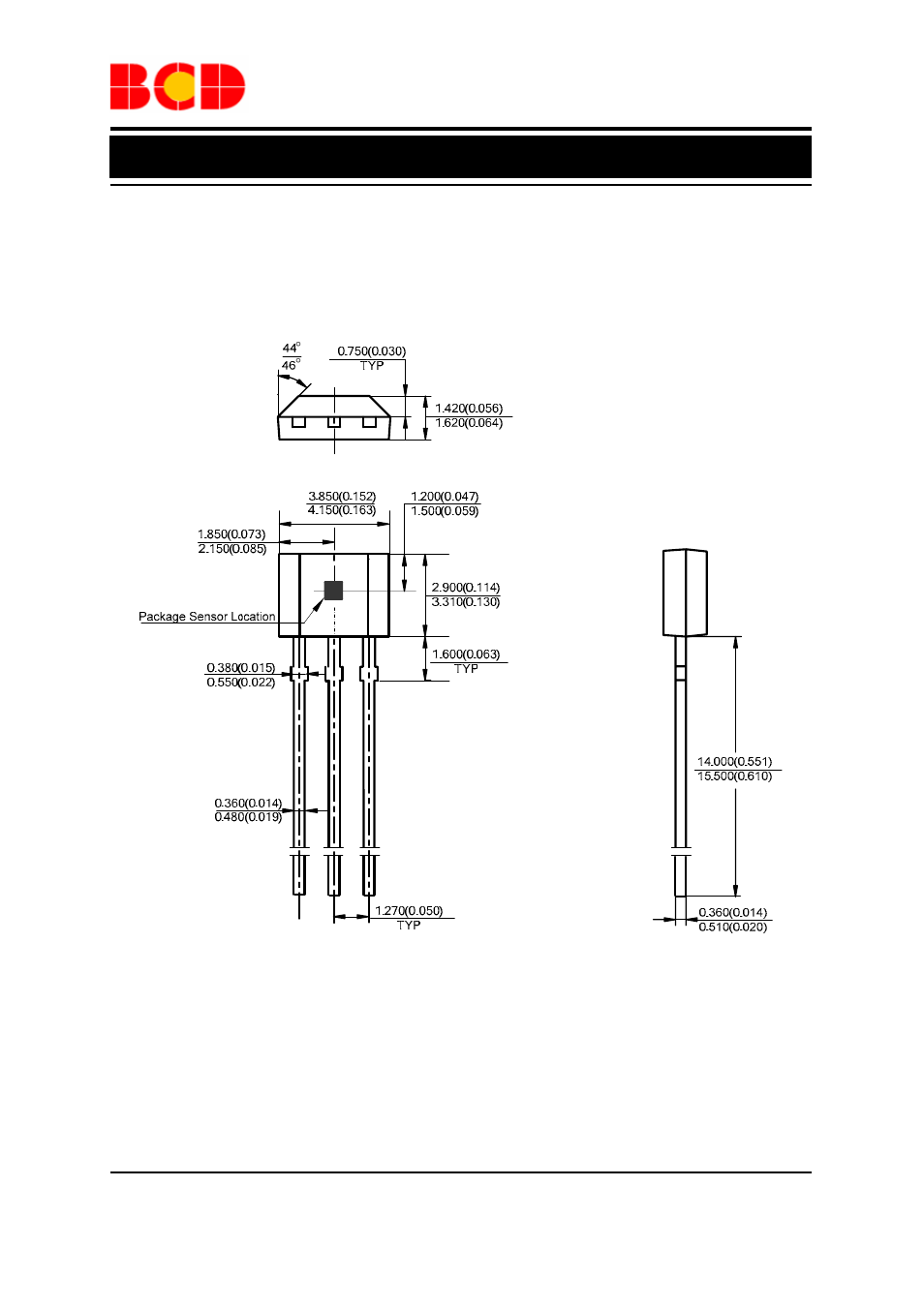 Data sheet, Mechanical dimensions to-92s-3 unit: mm(inch) | Diodes AH41 User Manual | Page 9 / 10