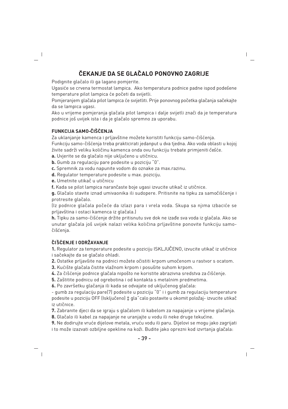 ˇcekanje da se glaˇcalo ponovno zagrije | SINBO SSI 2856 User Manual | Page 40 / 48