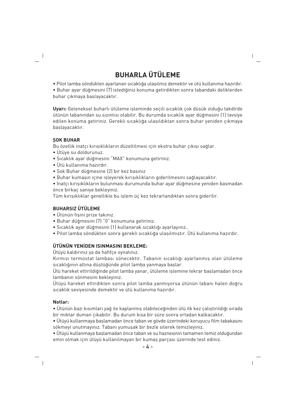 Buharla ütüleme | SINBO SSI 2856 User Manual | Page 5 / 48