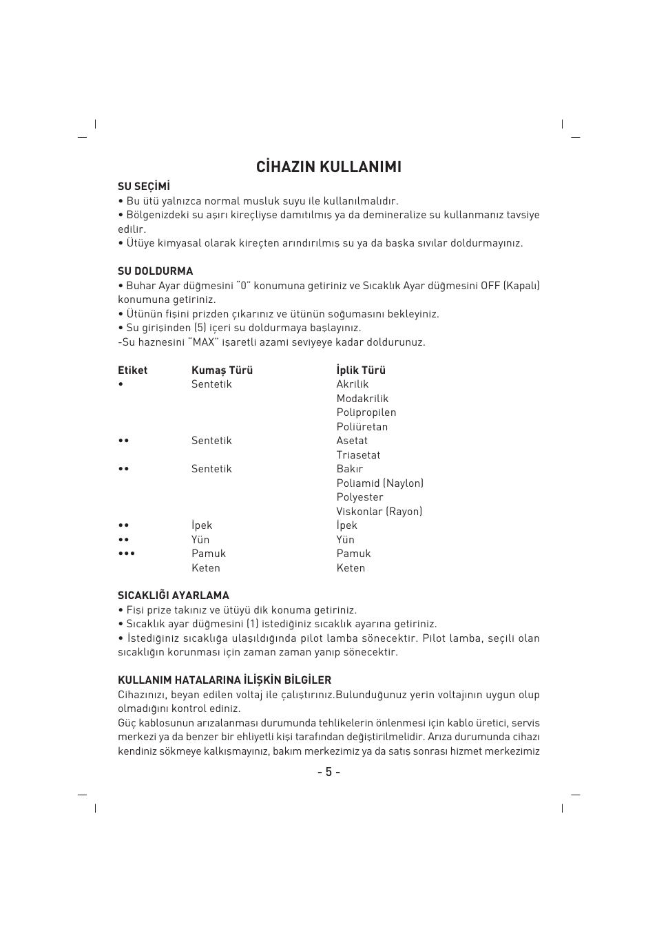 C‹hazin kullanimi | SINBO SSI 2856 User Manual | Page 6 / 48