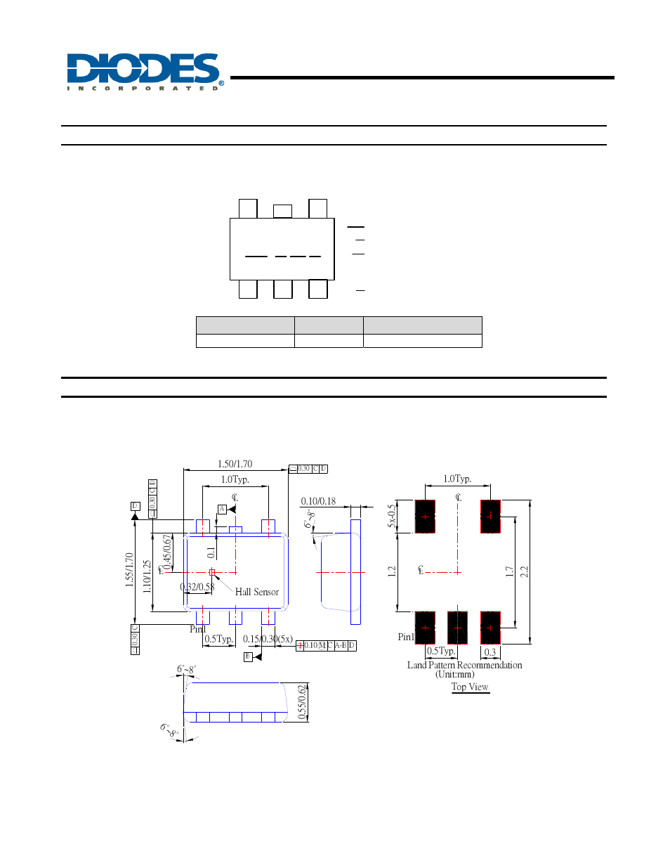 Ah1887, Xx y w x, Top view ) | Micropower, ultra-sensitive hall effect switch, Marking information, Package outline dimensions | Diodes AH1887 User Manual | Page 6 / 7
