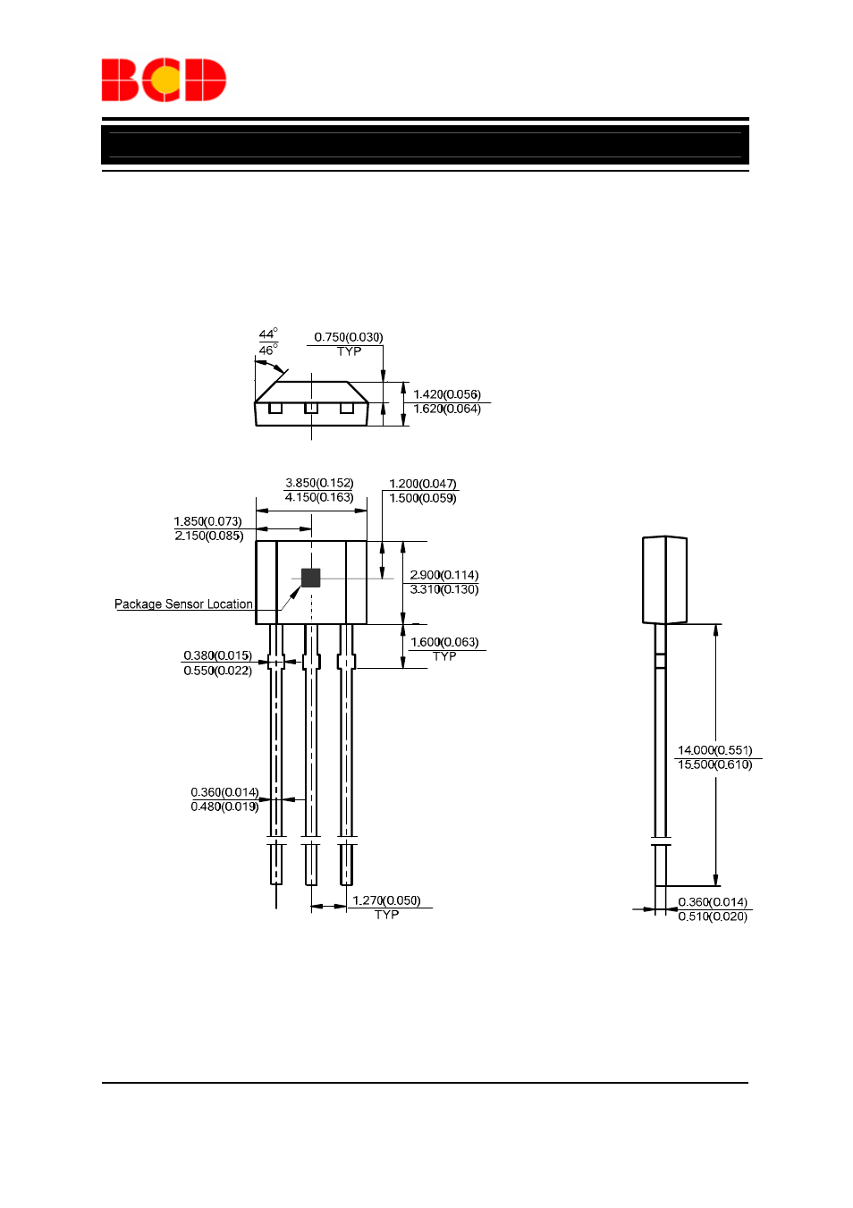 Data sheet, Unipolar hall-effect switch ah922, Mechanical dimensions to-92s-3 unit: mm(inch) | Diodes AH922 User Manual | Page 13 / 15