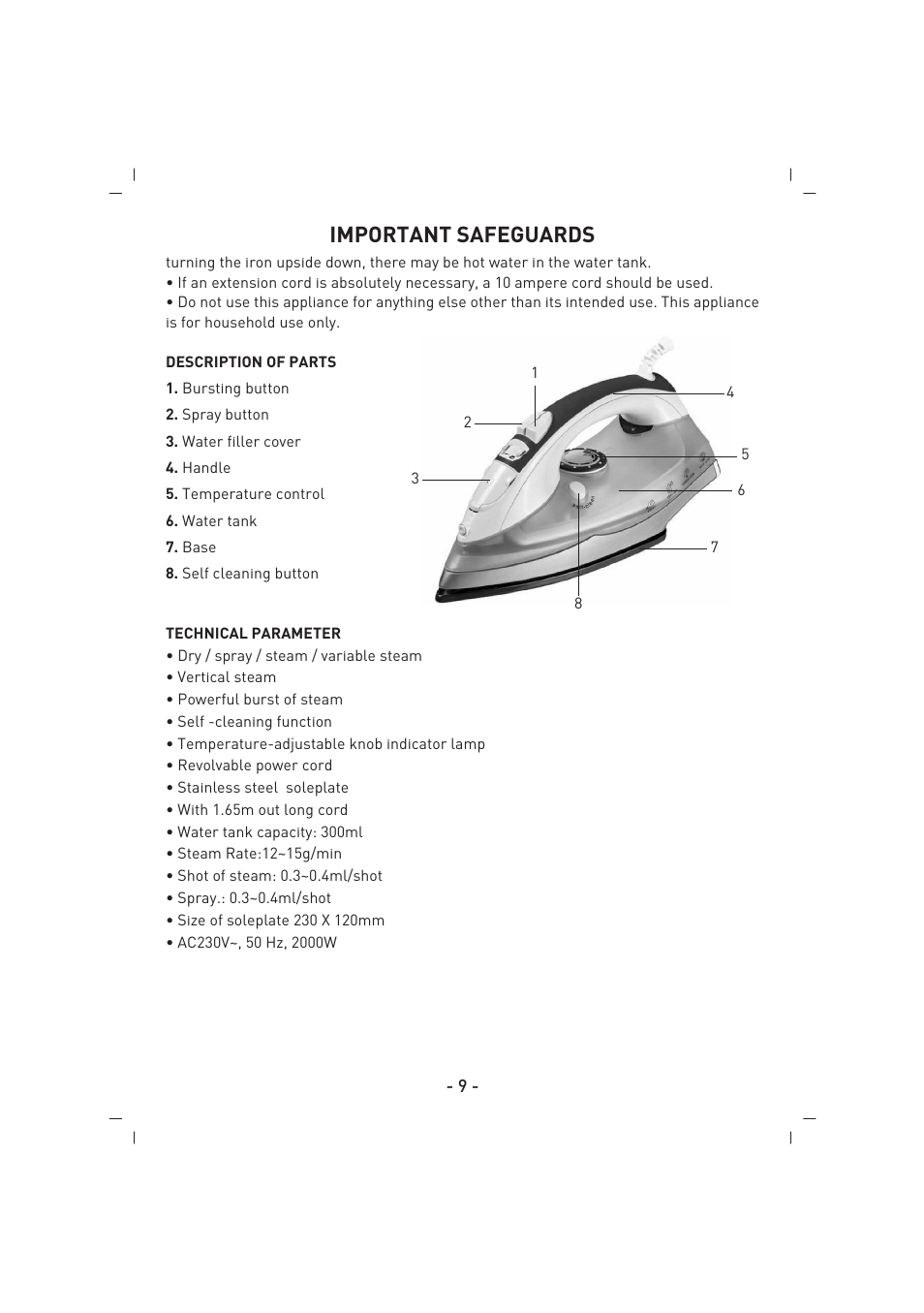 Important safeguards | SINBO SSI 2854 User Manual | Page 10 / 44
