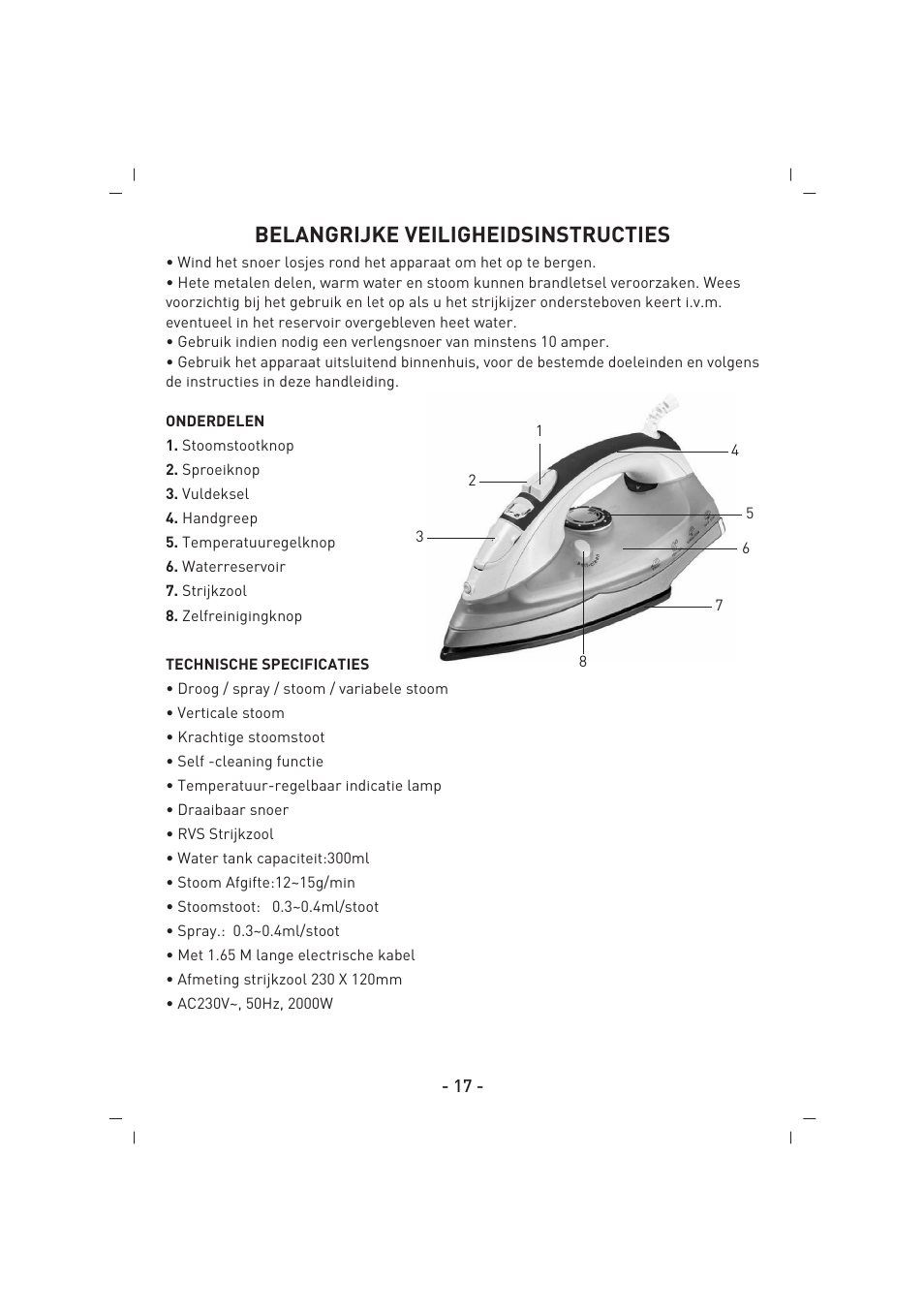 Belangrijke veiligheidsinstructies | SINBO SSI 2854 User Manual | Page 18 / 44