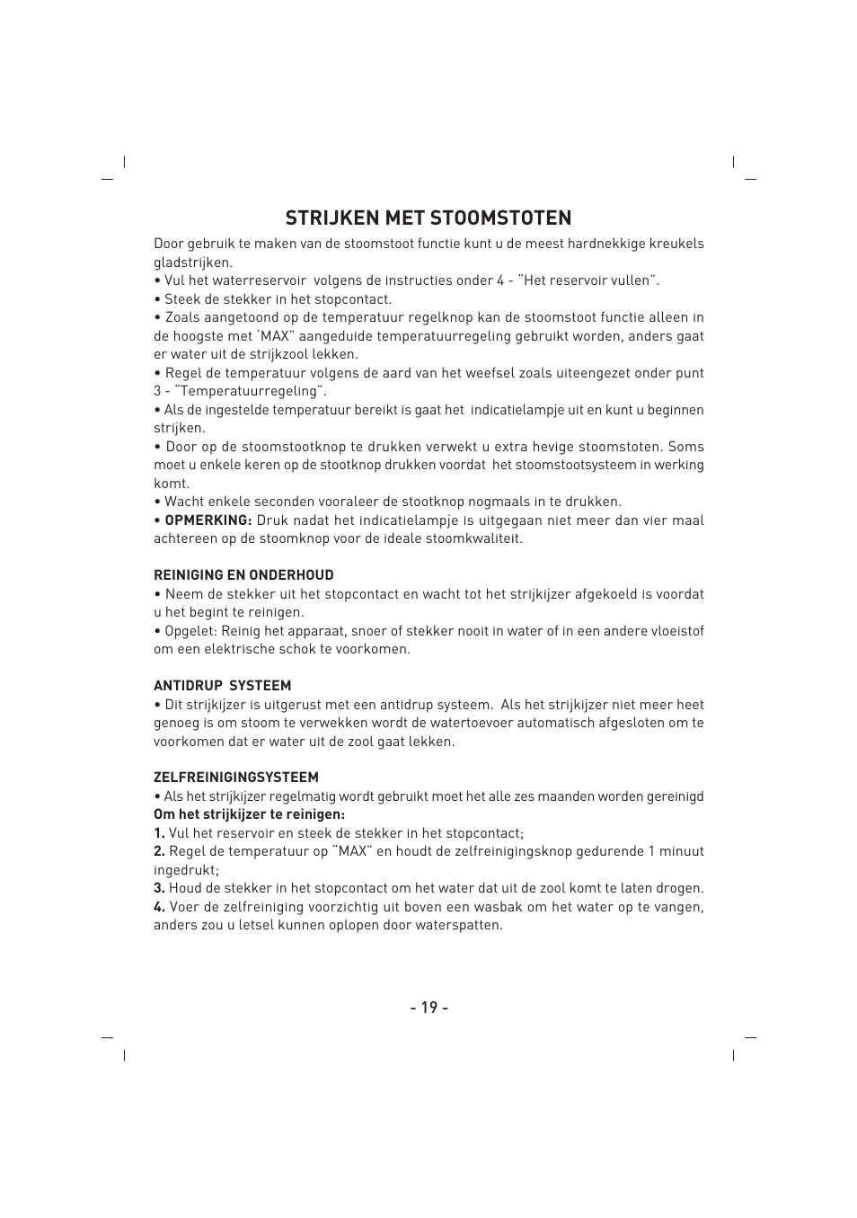 Strijken met stoomstoten | SINBO SSI 2854 User Manual | Page 20 / 44