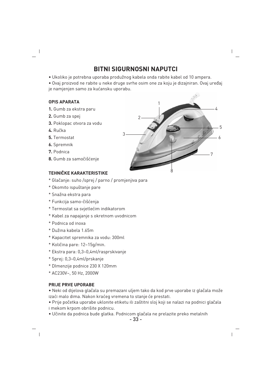 Bitni sigurnosni naputci | SINBO SSI 2854 User Manual | Page 34 / 44