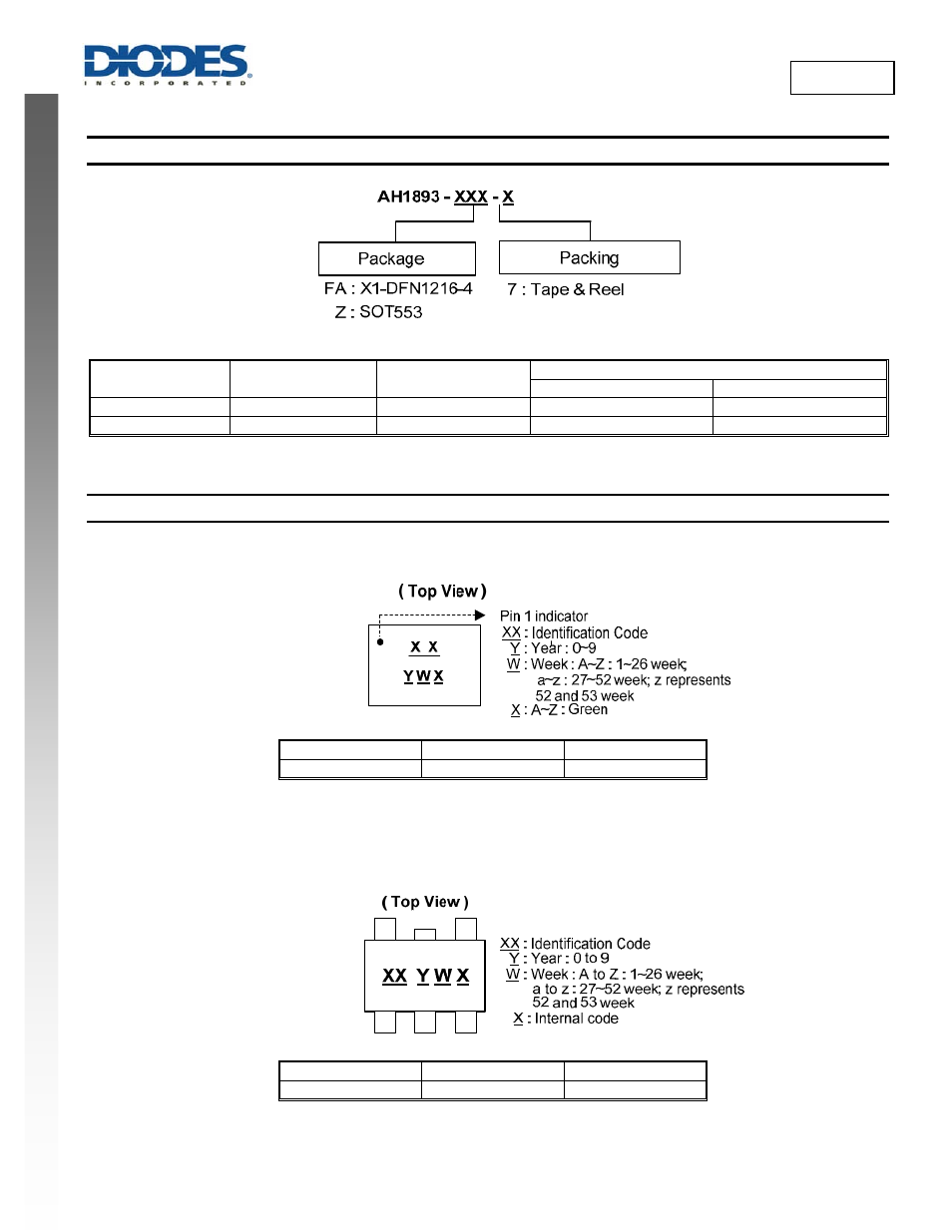 New prod uc t ah1893, Ordering information, Marking information | Diodes AH1893 User Manual | Page 6 / 10