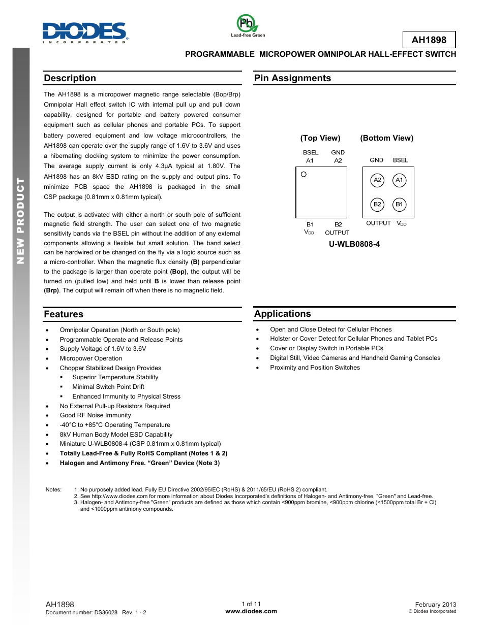 Diodes AH1898 User Manual | 11 pages
