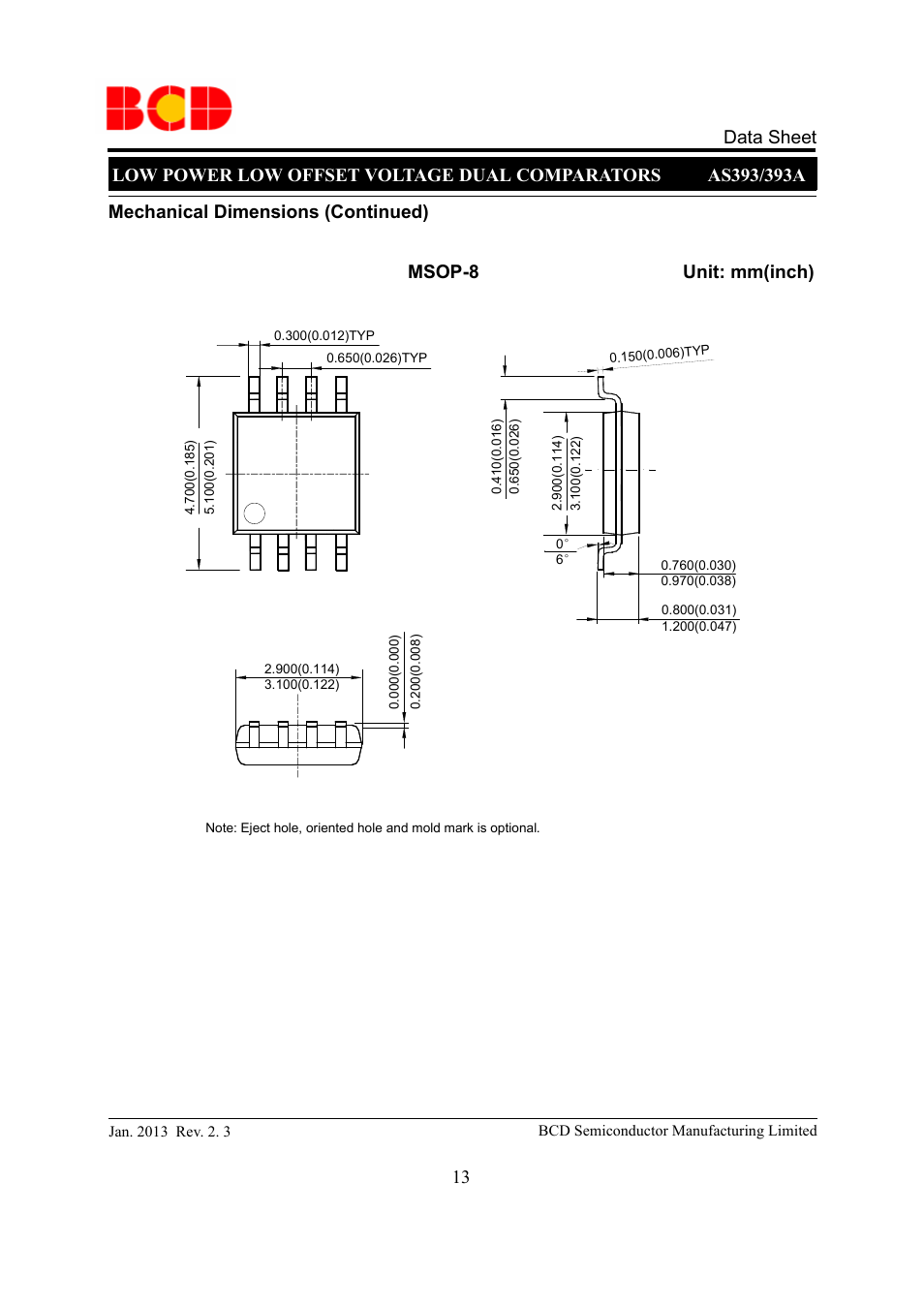 Data sheet 13 | Diodes AS393_A User Manual | Page 13 / 14