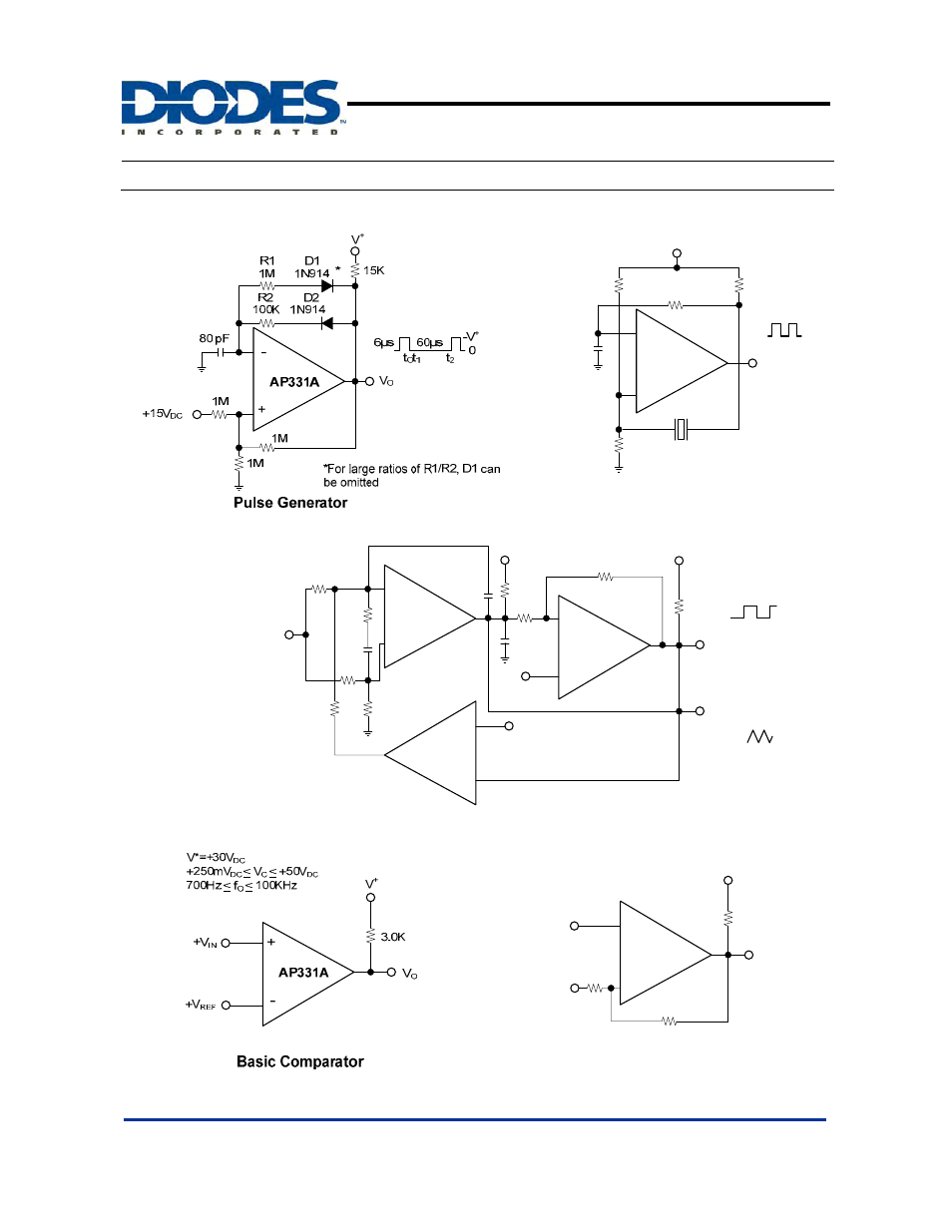 Ap331a, Typical circuit, Single differential comparator | Diodes AP331A User Manual | Page 6 / 13