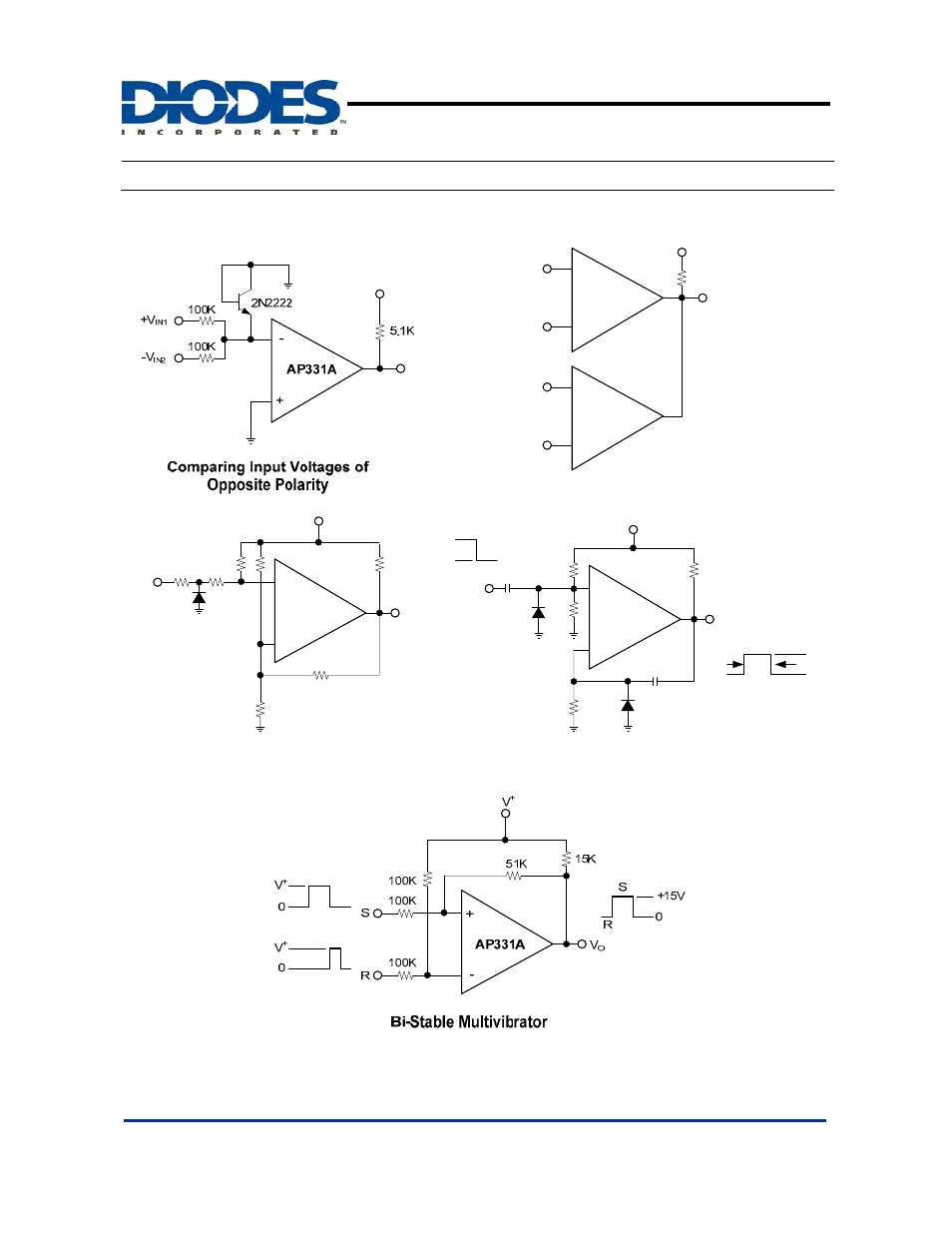 Ap331a, Typical circuit, Single differential comparator | Diodes AP331A User Manual | Page 8 / 13