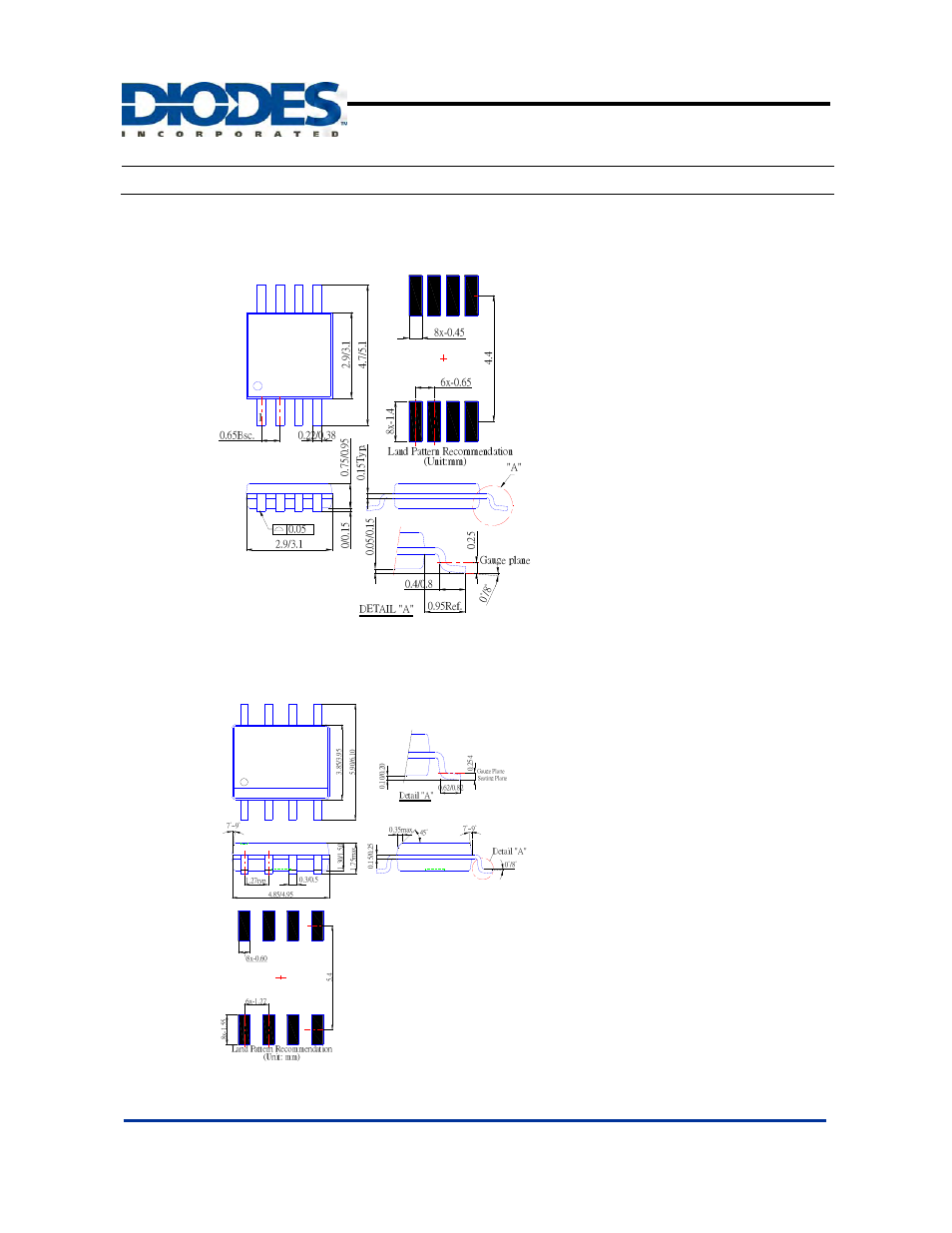 Package information, All dimensions in mm ) (1) package type: msop-8l, 2) package type: sop-8l | Diodes APX339 User Manual | Page 7 / 8