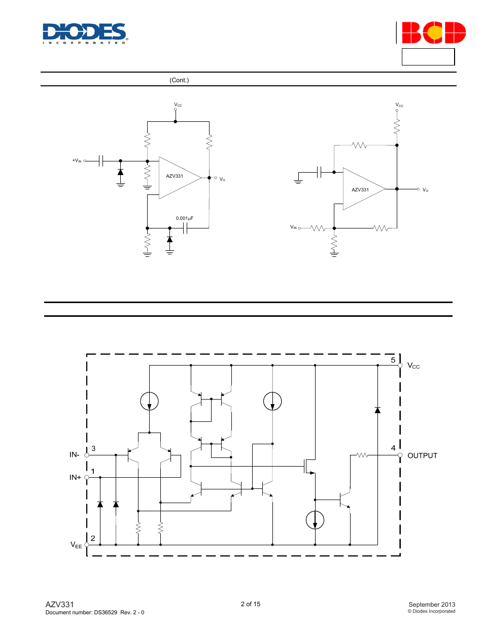 Typical applications circuit, Functional block diagram, Azv331 | A product line of diodes incorporated | Diodes AZV331 User Manual | Page 2 / 15