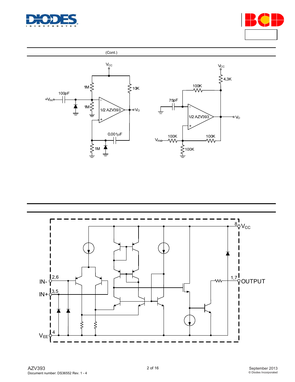 Diodes AZV393 User Manual | Page 2 / 16