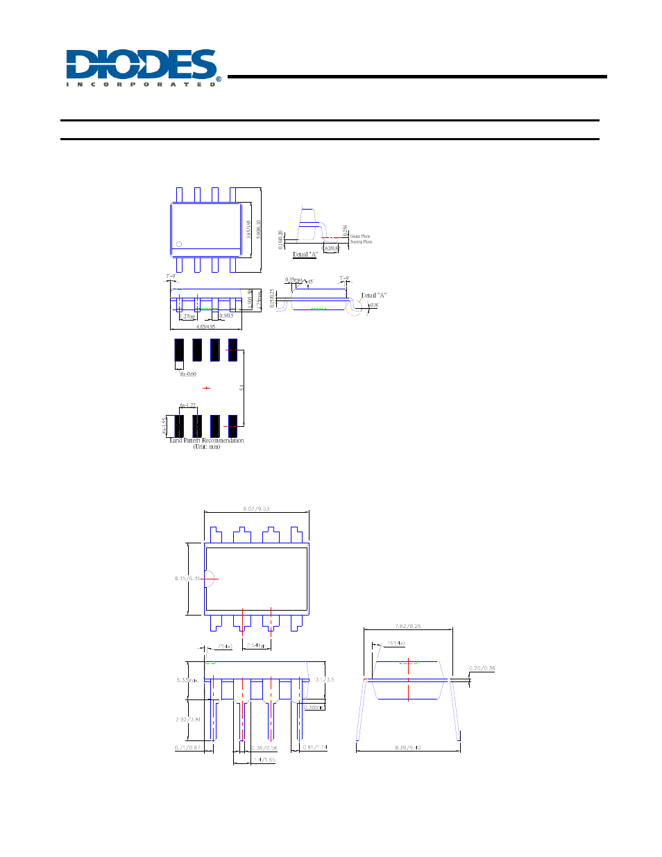Ap358, Low power dual operational amplifiers, Package outline dimensions | All dimensions in mm) (1) package type: sop- 8l, 2) package type: pdip- 8l | Diodes AP358 User Manual | Page 15 / 16