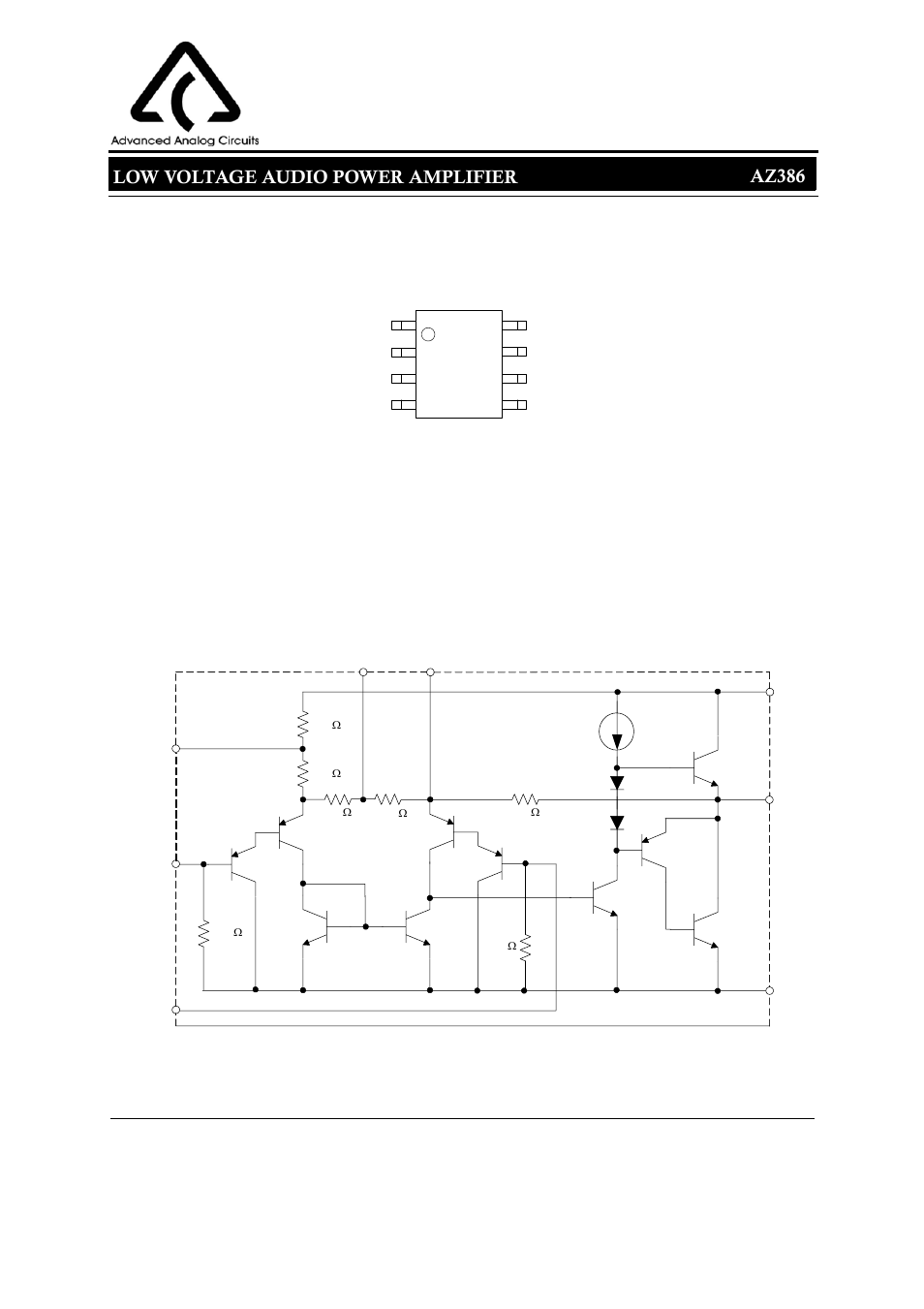 Low voltage audio power amplifier, 2data sheet az386, Functional block diagram | Pin configuration | Diodes AZ386 User Manual | Page 2 / 11