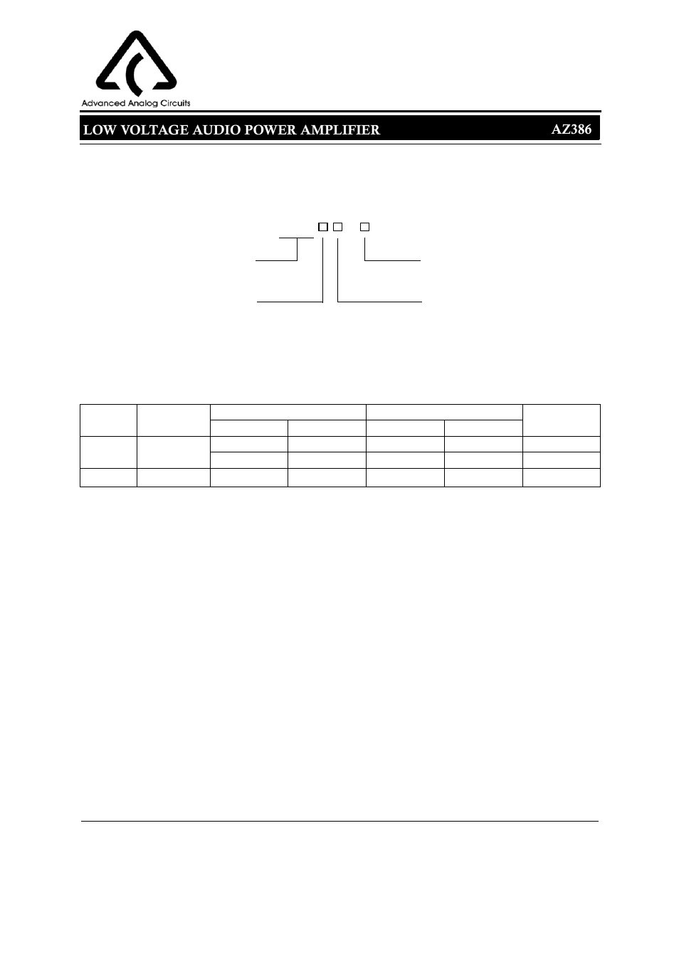 Low voltage audio power amplifier, 3data sheet az386 ordering information | Diodes AZ386 User Manual | Page 3 / 11