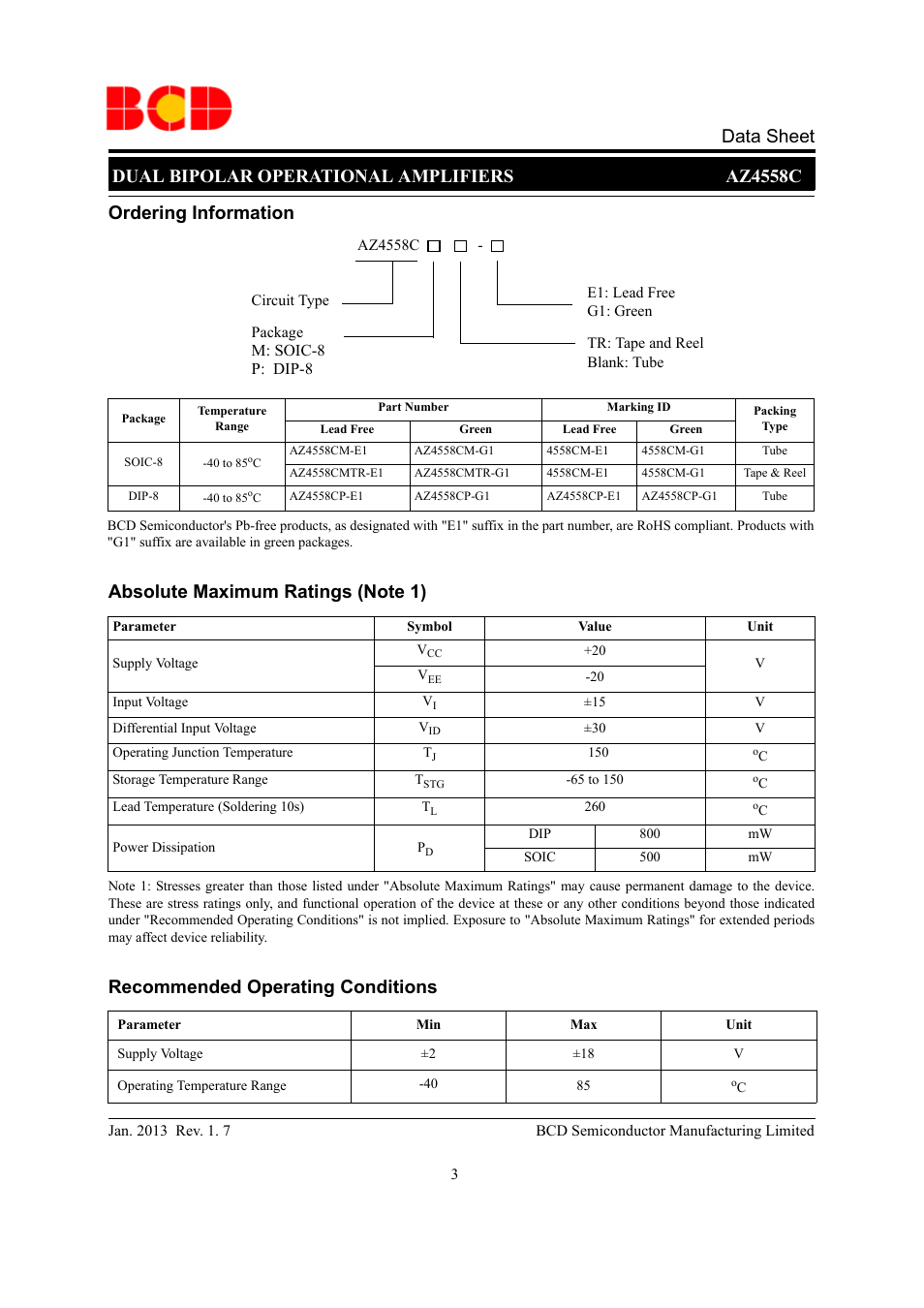 Diodes AZ4558C User Manual | Page 3 / 10