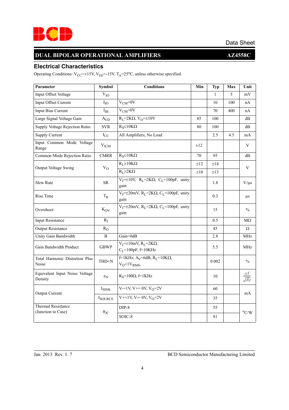 Diodes AZ4558C User Manual | Page 4 / 10