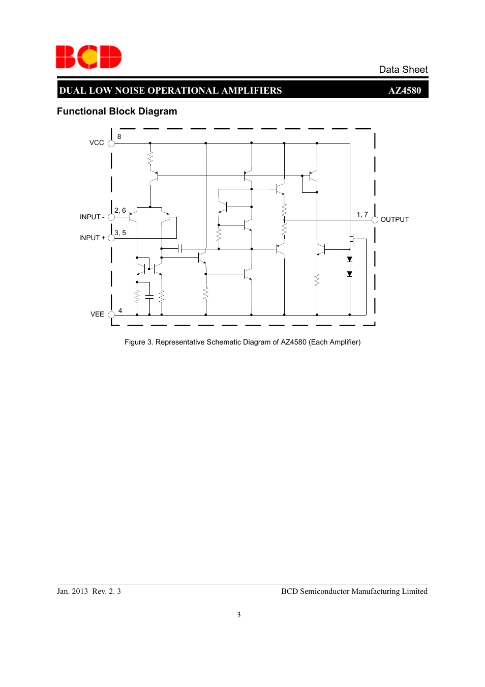 Functional block diagram | Diodes AZ4580 User Manual | Page 3 / 13