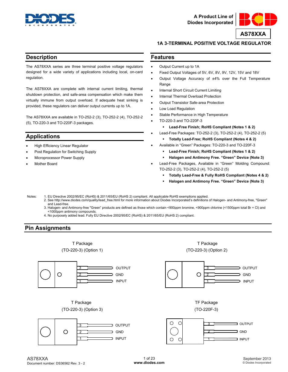 Diodes AS78XXA User Manual | 23 pages