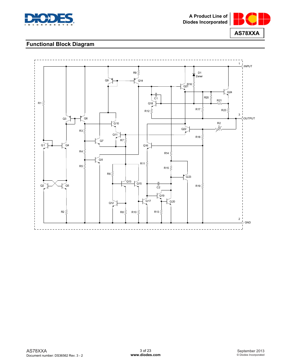 Functional block diagram, As78xxa, A product line of diodes incorporated | Diodes AS78XXA User Manual | Page 3 / 23