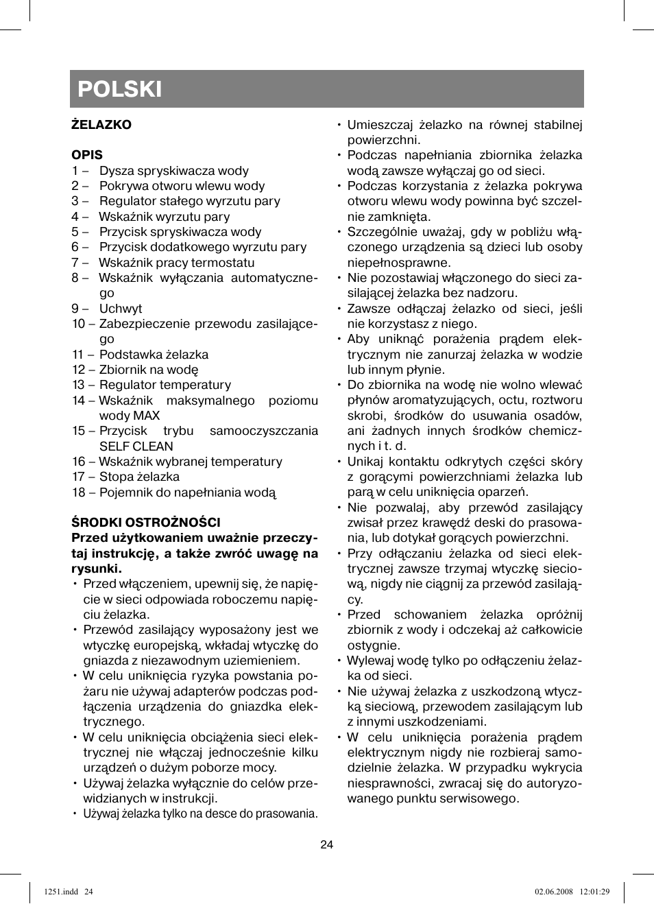 Polski | Vitek VT-1251 User Manual | Page 24 / 48