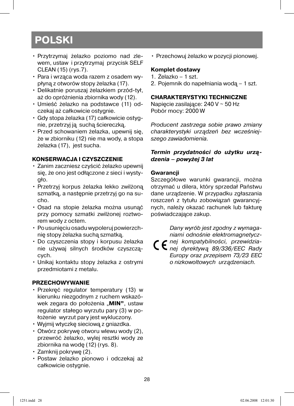 Polski | Vitek VT-1251 User Manual | Page 28 / 48
