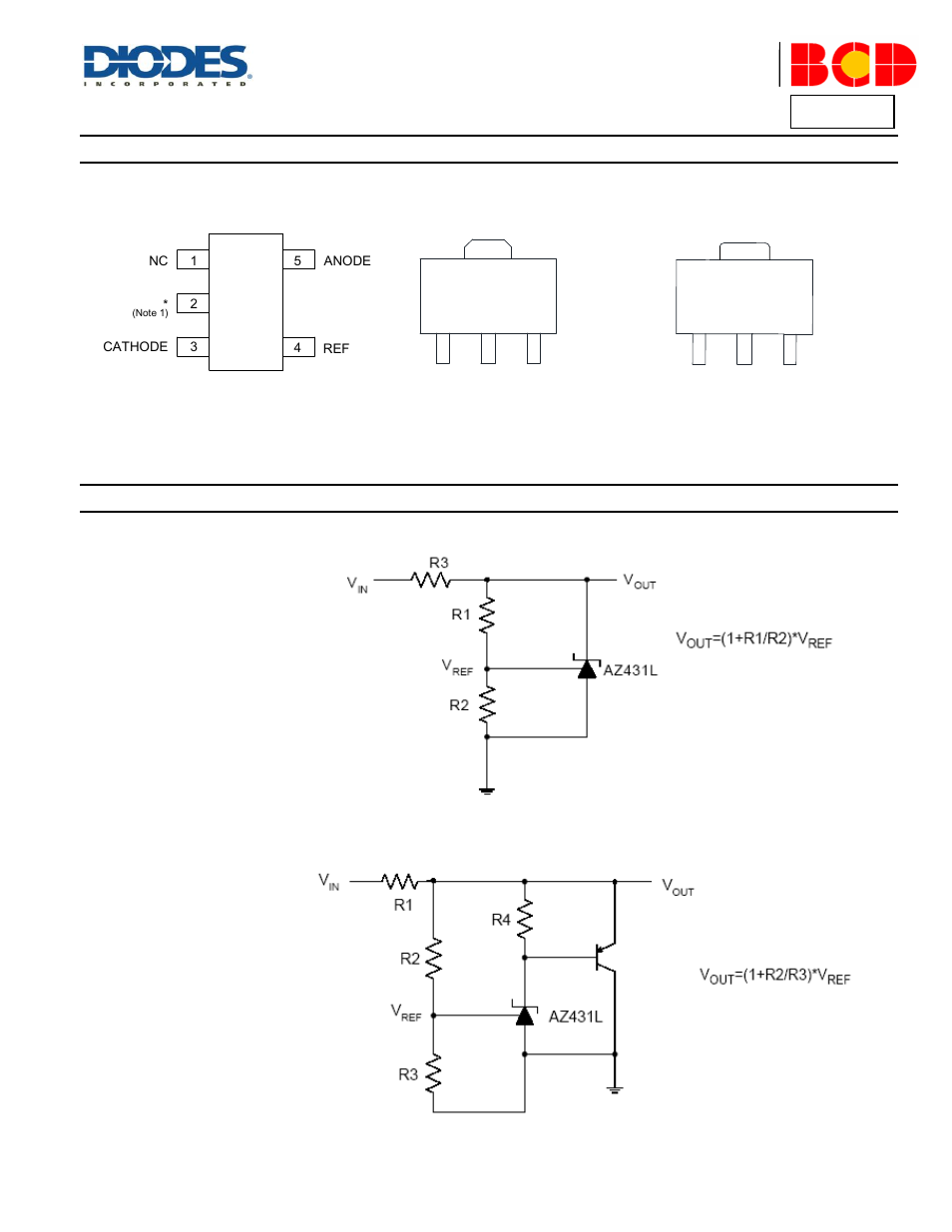 Az431l, Pin assignments, Typical applications circuit | Diodes AZ431L User Manual | Page 2 / 18