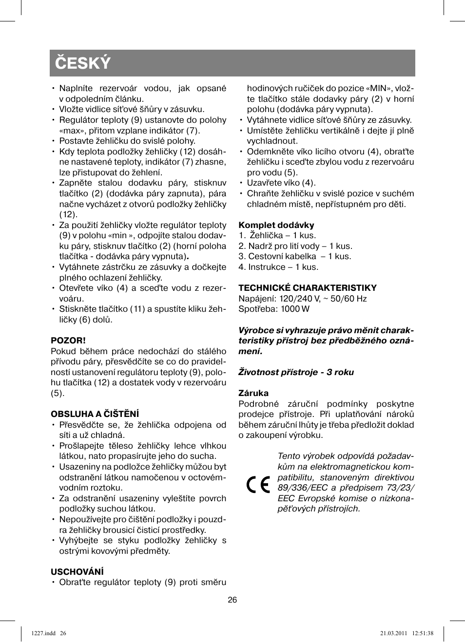 Český | Vitek VT-1227 User Manual | Page 26 / 40