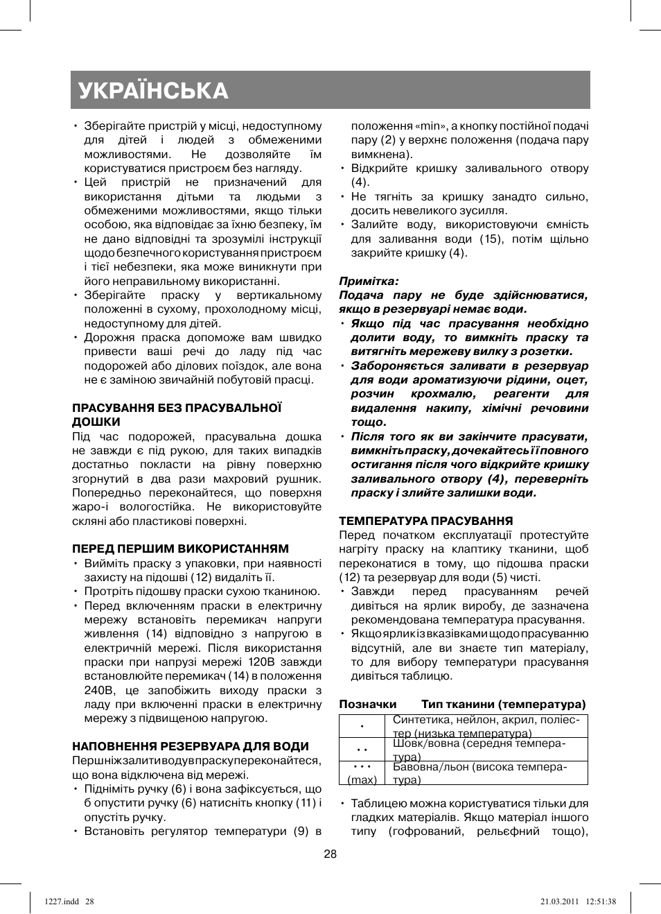 Українська | Vitek VT-1227 User Manual | Page 28 / 40