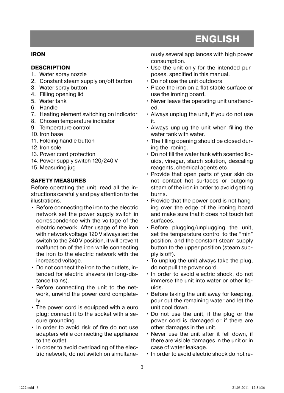 English | Vitek VT-1227 User Manual | Page 3 / 40