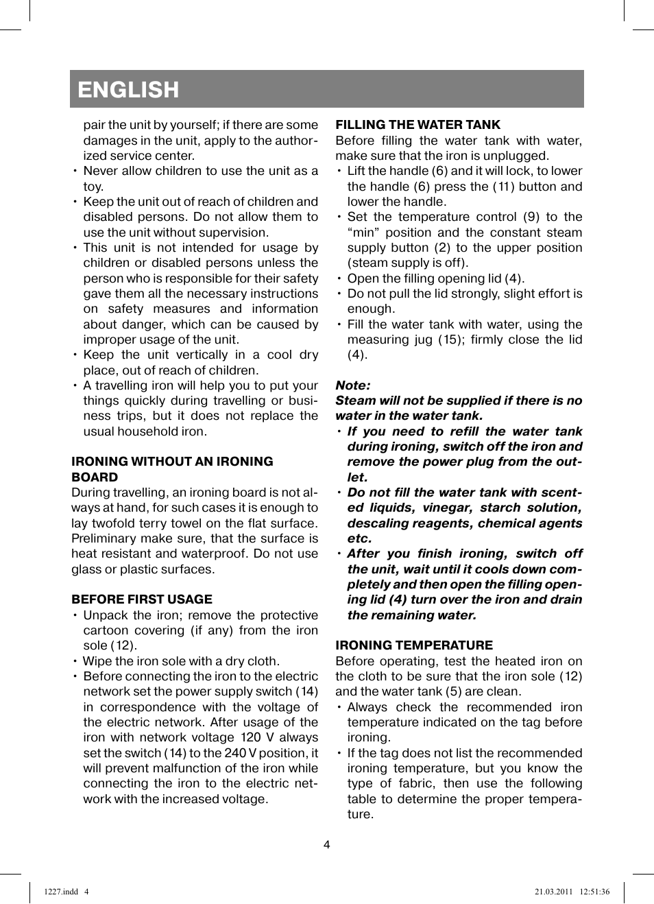 English | Vitek VT-1227 User Manual | Page 4 / 40