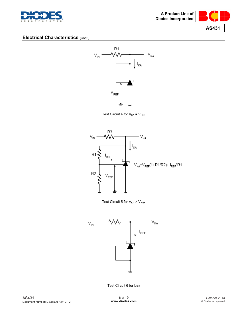 As431, Electrical characteristics | Diodes AS431 User Manual | Page 6 / 19