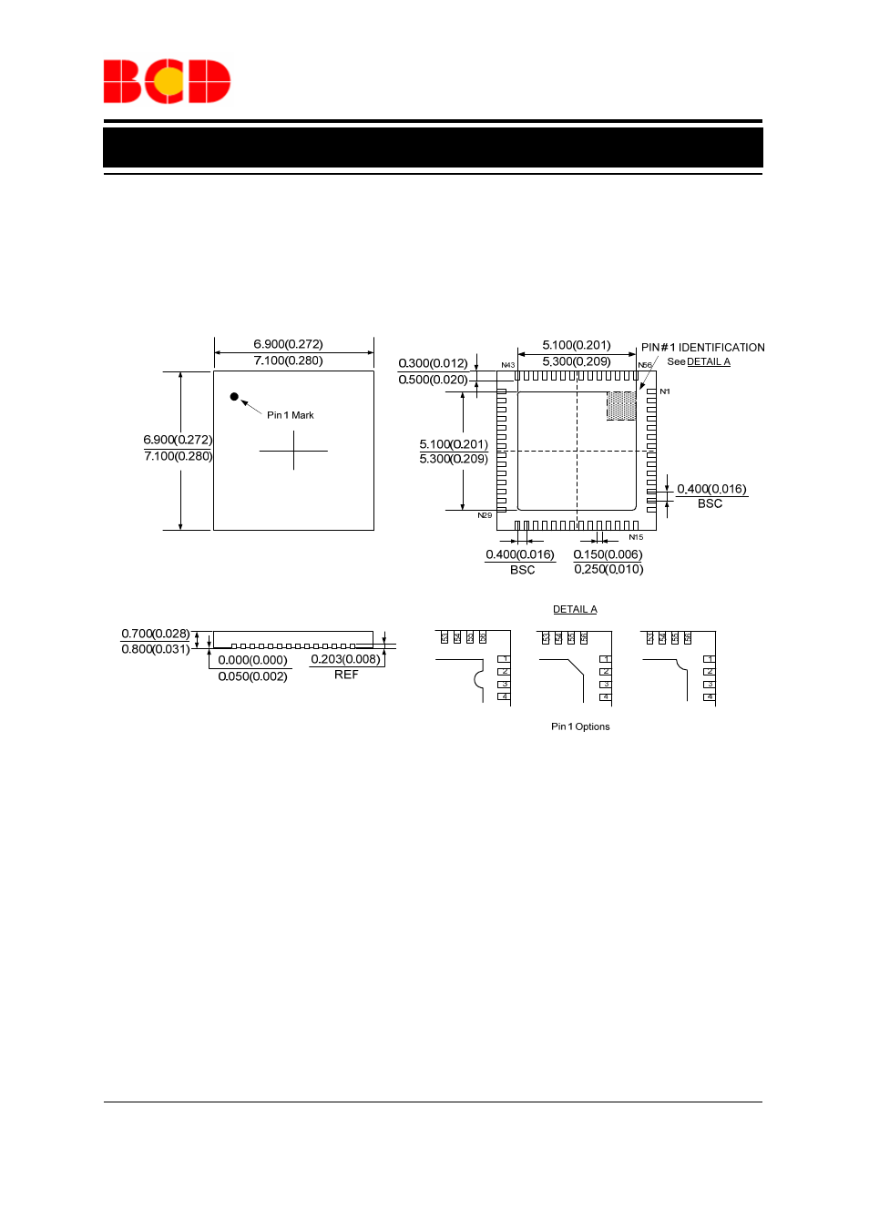 Data sheet, Mechanical dimensions qfn-7×7-56 unit: mm(inch) | Diodes AP389X User Manual | Page 15 / 19