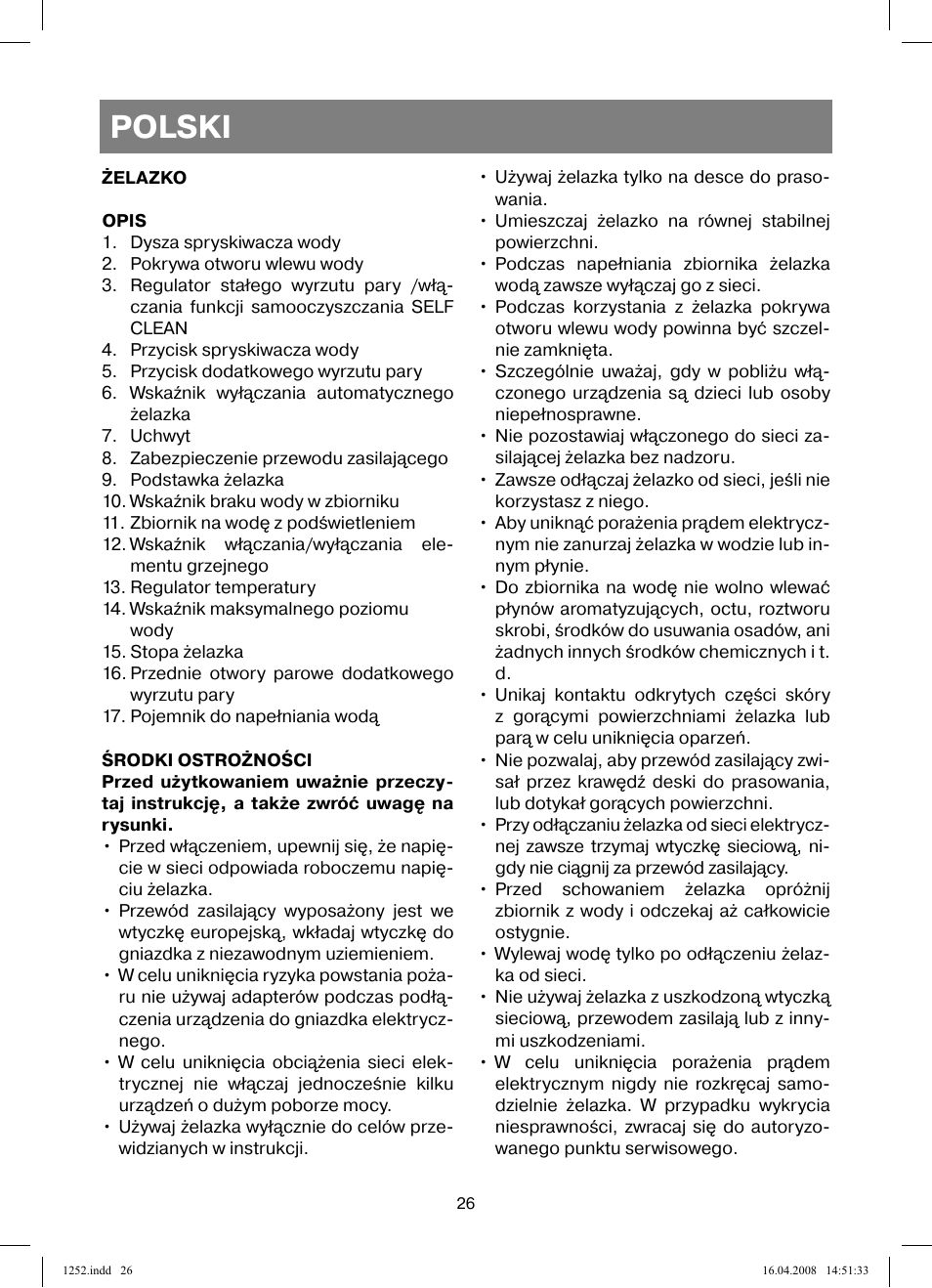 Polski | Vitek VT-1252 User Manual | Page 26 / 52