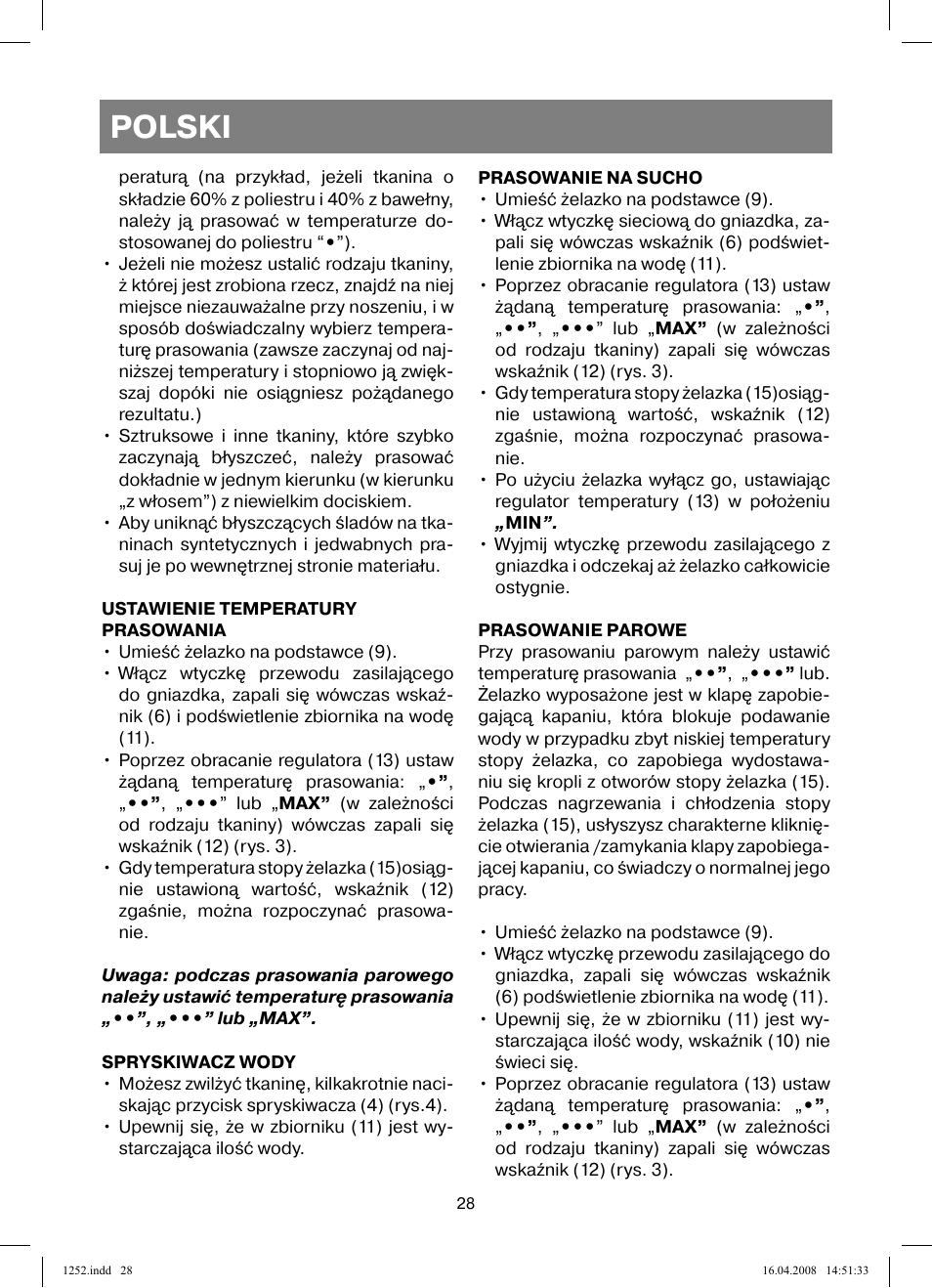 Polski | Vitek VT-1252 User Manual | Page 28 / 52