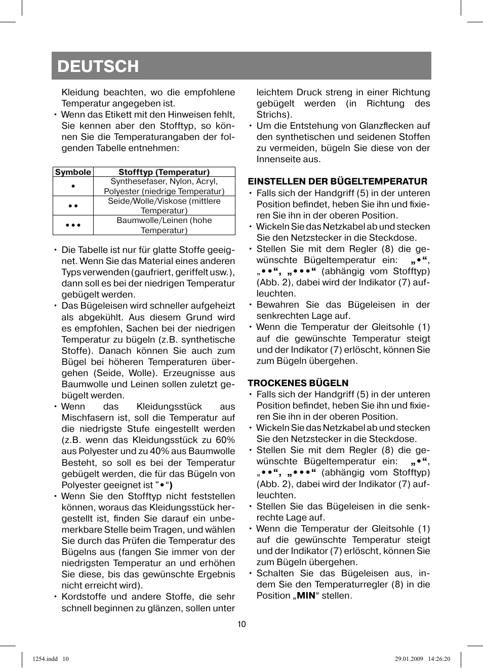 Deutsch | Vitek VT-1254 User Manual | Page 10 / 48