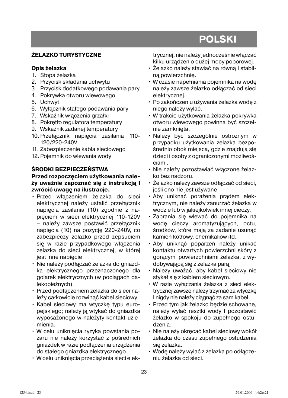 Polski | Vitek VT-1254 User Manual | Page 23 / 48