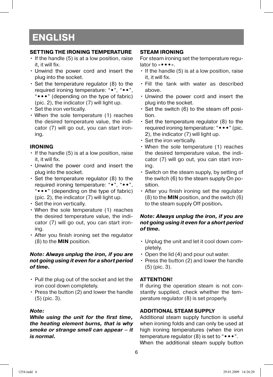 English | Vitek VT-1254 User Manual | Page 6 / 48