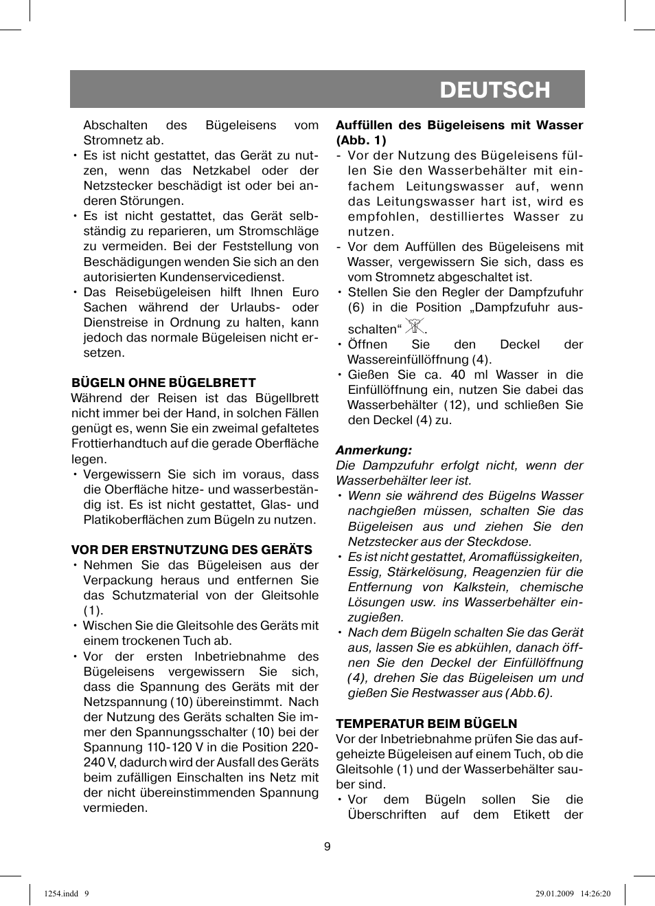 Deutsch | Vitek VT-1254 User Manual | Page 9 / 48