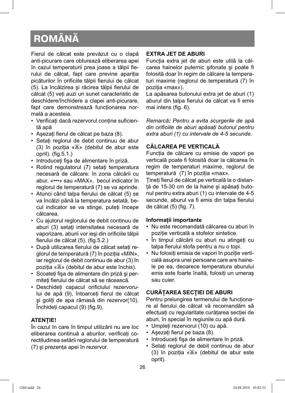 Română | Vitek VT-1260 User Manual | Page 26 / 48