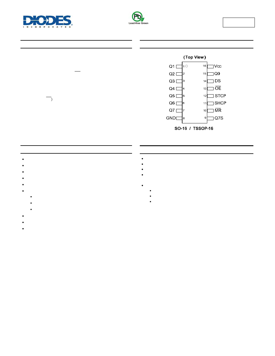 Diodes 74HC595 User Manual | 11 pages