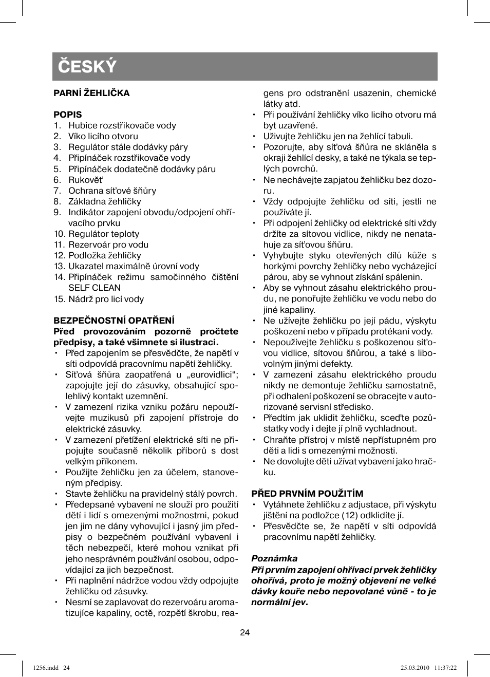 Český | Vitek VT-1256 User Manual | Page 24 / 40