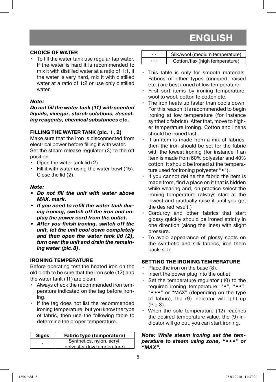 English | Vitek VT-1256 User Manual | Page 5 / 40