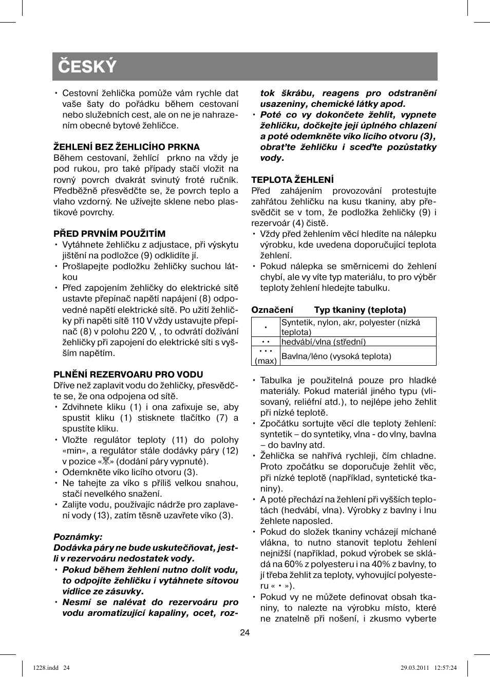 Český | Vitek VT-1228 User Manual | Page 24 / 40